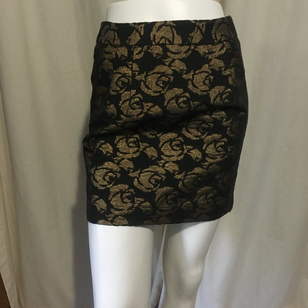 Loft Tiny Mini Skirt Black with Gold Roses